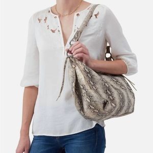 HOBO Snake Print Bag - Gray and Cream